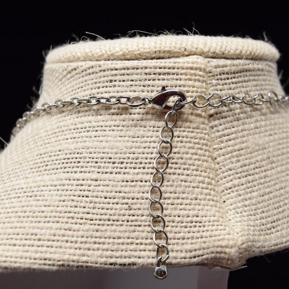 Reversible Double Layer Shell Round Disc Necklace Abalone Silvertone - Picture 5 of 12